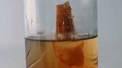 Dissolving rock caramel in water