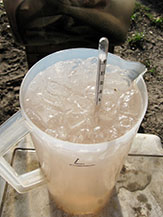 When mixing ice with water, it is advisable to re-check brine strength with a tester.
