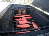 Cold smoking fish fillets.