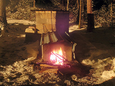 Smokehouse at night