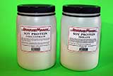 Soy protein isolate makes real smooth emulsion. Soy protein concentrate makes a high quality paste. Both powders have been used in meat sausages for many years. The Sausage Maker Inc has been distributing them for over 30 years.