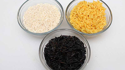 White, yellow and black wild rice.