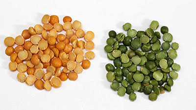 Yellow and green peas.