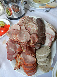 Variety of Polish sausages